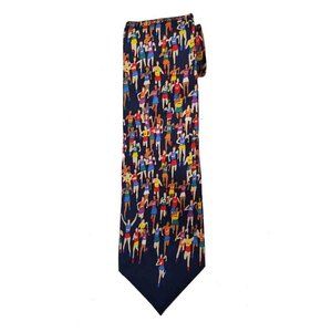 Vintage Alynn Neckwear Silk Tie Marathon Runners Tie Multicolor Men's
